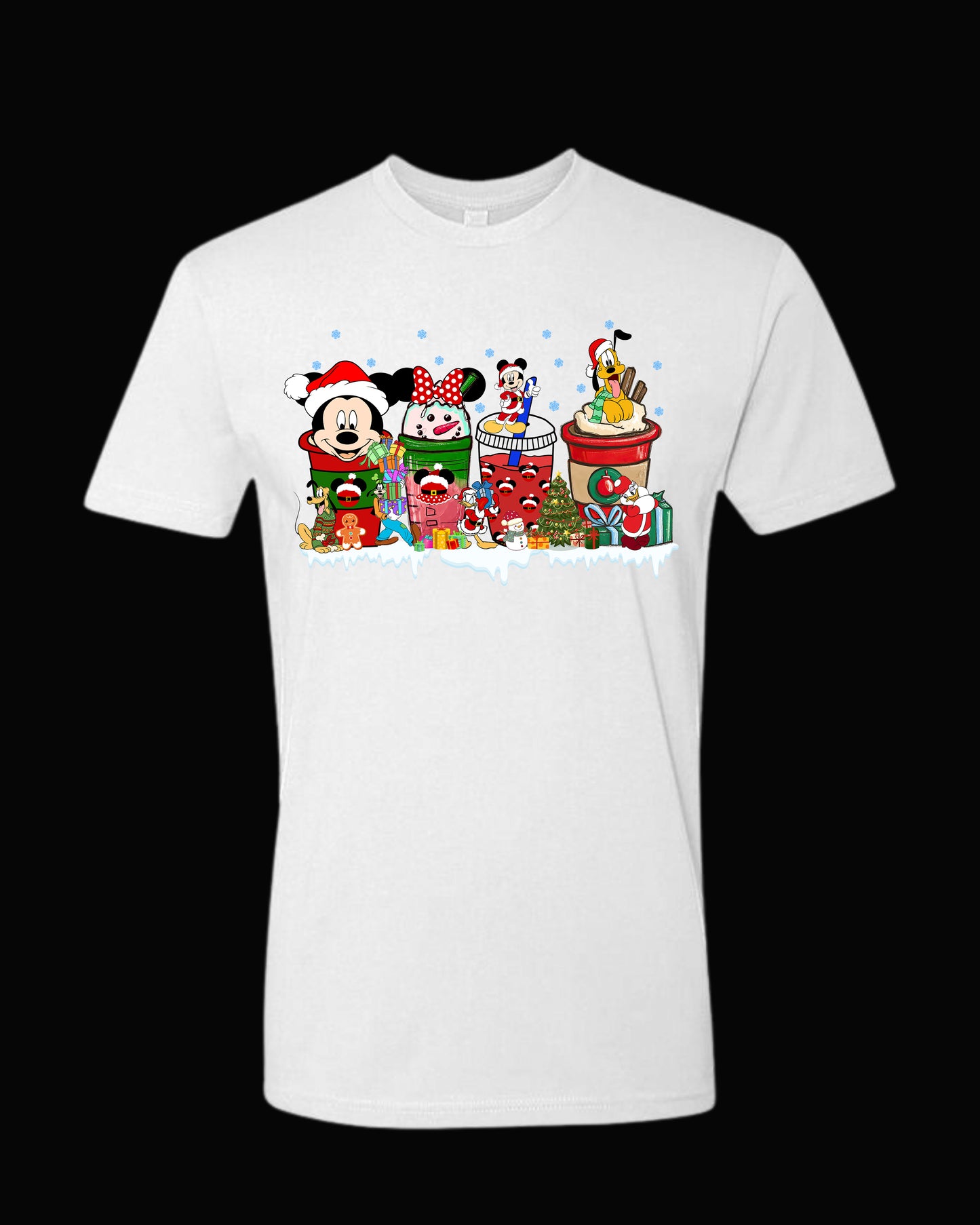kids Christmas characters on their drinks